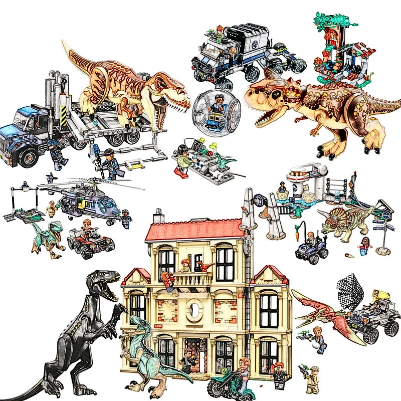 

New World Dinosaur Set with 10925 10926 10928 10920 Model Building Blocks Bricks Non-remote Control Building Block Toys