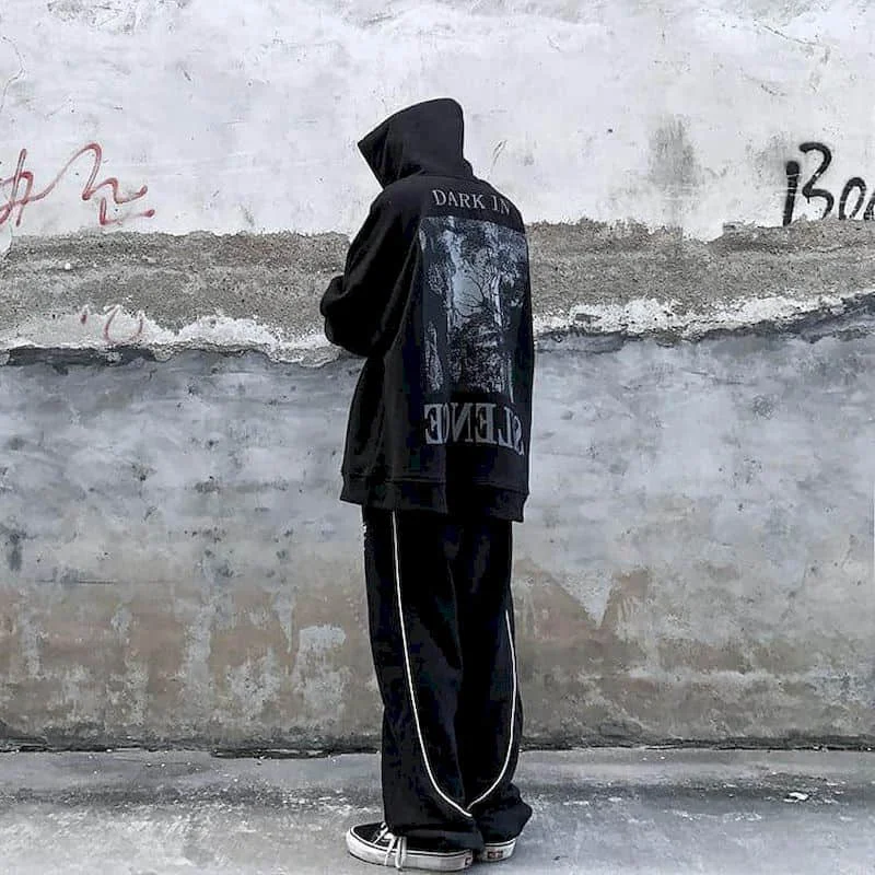 

Autumn Winter Velvet Hoodies Women Hooded Sweatshirt Printed Gothic Loose Long Sleeves Unisex Outwear Men's Tops Clothing