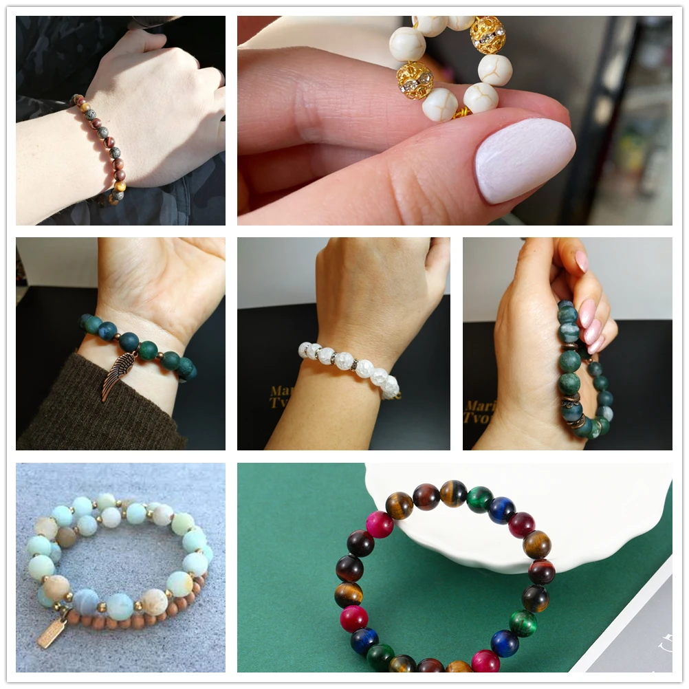 Круглые бусины-разделители из натурального камня 4/6/8/10 мм | Украшения и