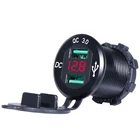 Зарядное устройство QC 3,0 Dual USB, водонепроницаемое, морское, 18 Вт и 18 Вт (36 Вт) с вольтметром для 12 В24 В, автомобиля, автофургона, лодки, UTV, квадроцикла, мотоцикла, мобильного телефона и т. д.