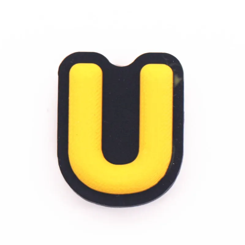 U Одна распродажа, 1 шт., украшение для обуви, 26 Английских Букв, бесплатные комбинированные аксессуары для обуви для croc jibz, Детские вечерние, X-mas - Цвет: U
