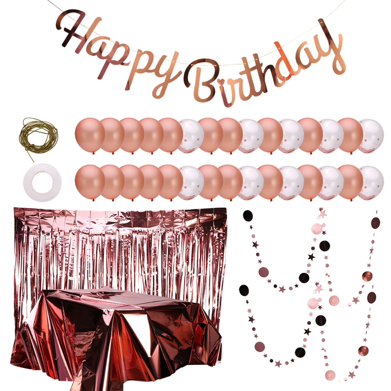 

Women Banner DIY Decoration Insert Row Kids Home Durable Glitter Garland Reusable Rose Gold Birthday Party Balloon Set