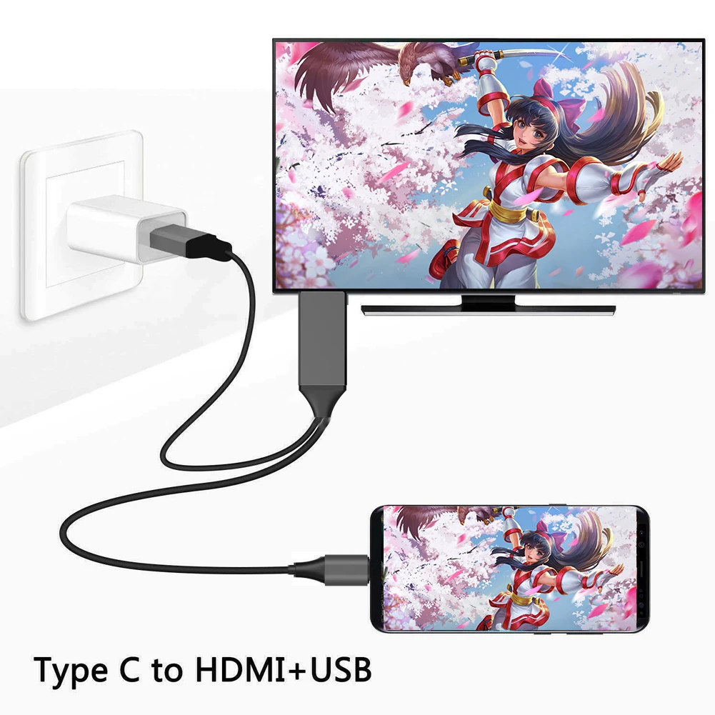 Кабель-переходник с USB + type-C на 4K 60 Гц HDMI HD TV | Электроника