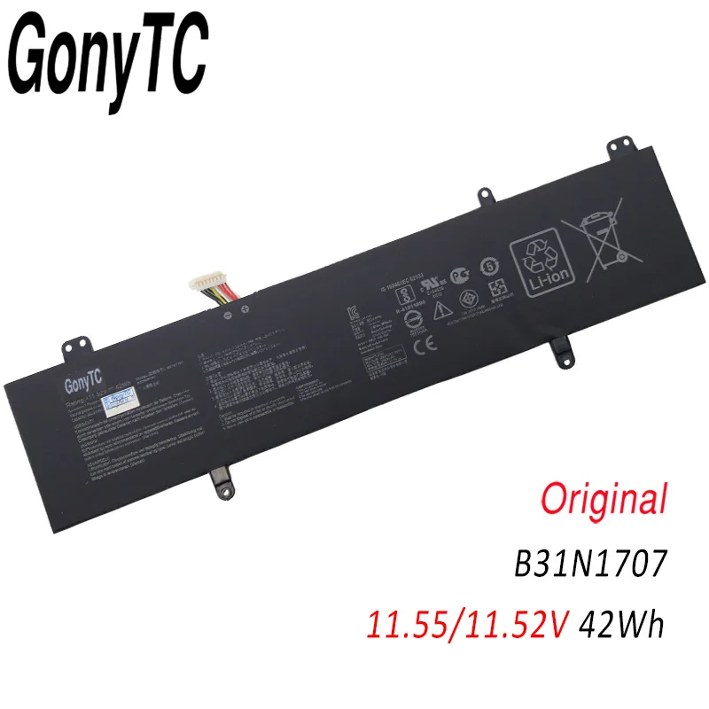 Оригинальный аккумулятор GONYTC 42 Вт B31N1707 3ICP5/57/81 для ASUS VivoBook S14 S41OUQ S41OUN S41OVN