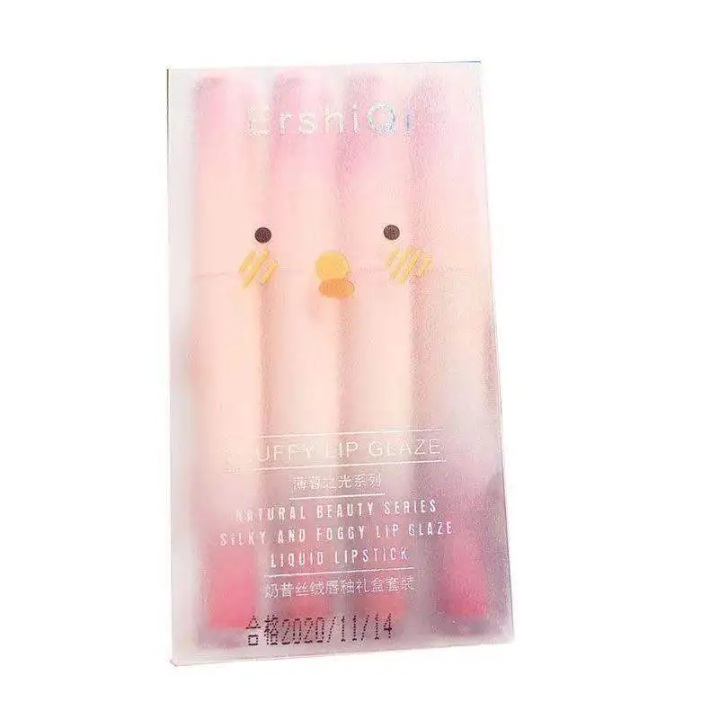 

4PCS/Set Velvet Matte Lip Gloss Natural Moisturizing Easy To Apply Waterproof Long Lasting Lip Gloss Set Comestics Women TSLM1