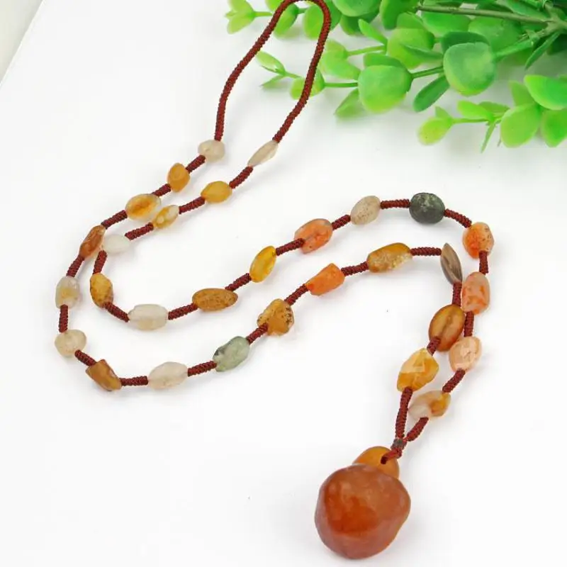 Этническая цепочка для свитера красочная нестандартная ониксовая шероховатая