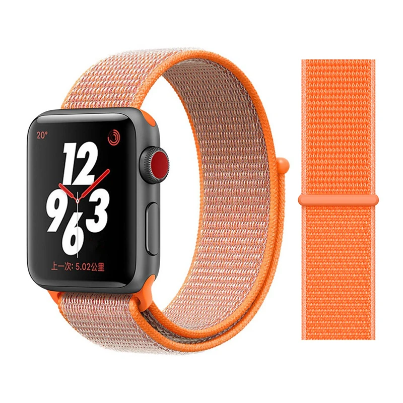 Orange red Спортивная петля для Apple watch Band 4 5 correa iwatch 3 2 1 42 мм 38 мм 44 мм 40 мм Apple watch ремешок браслет pulseira аксессуары - Цвет ремешка: Orange red