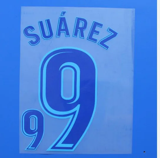 18 Домашняя печать Messi SUAREZ Neymar A. Iniesta SERGIO PIQUE nameset горячая штамповка футбольная нашивка значки - Цвет: Blue 9 SUAREZ