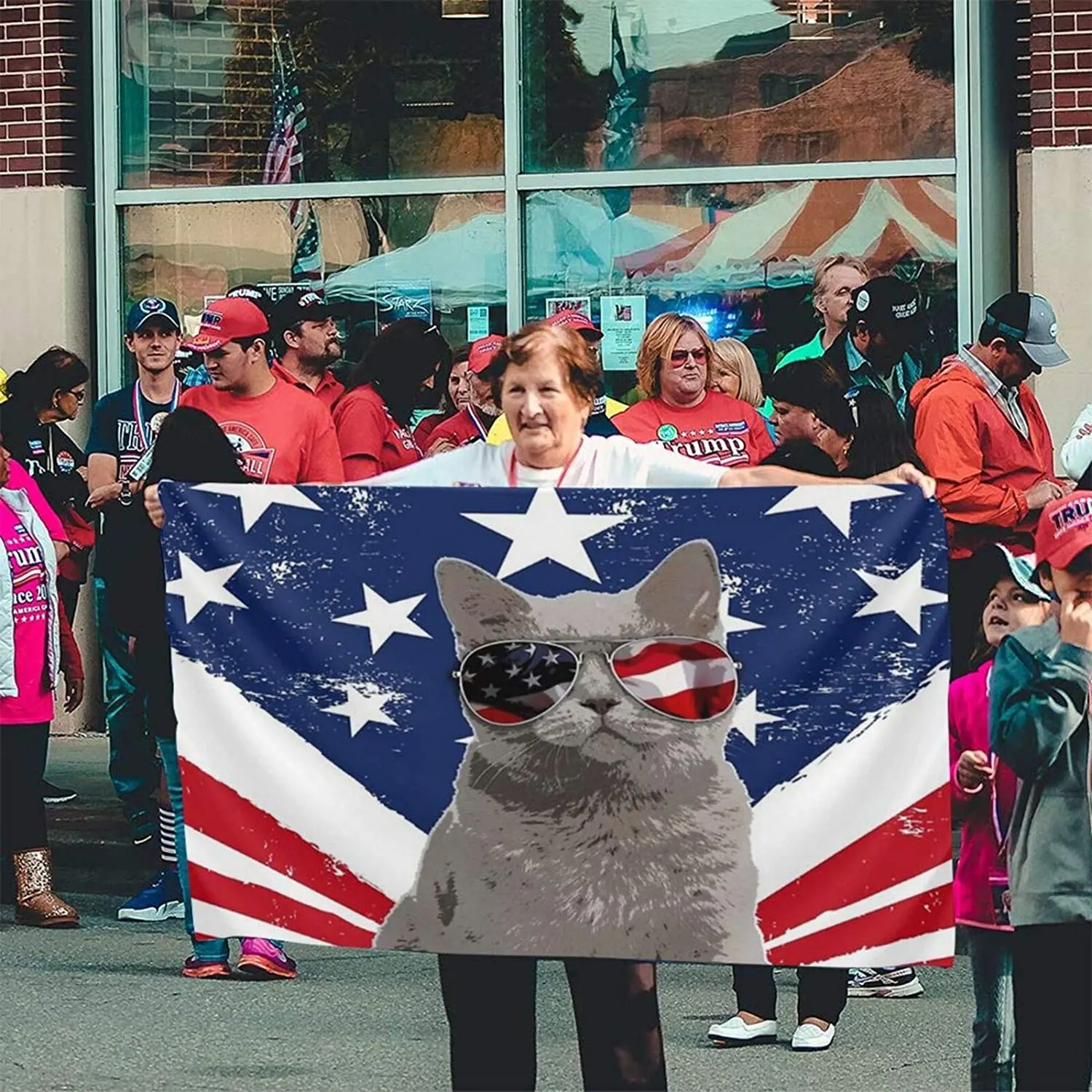 Забавные солнечные очки с котом США и американским флагом Садовый флаг 3x5 футов