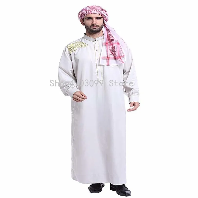 Malaysian Muslim Clothing Arab Middle Eastern Men's Robes Muslim Dress Islam Kaftan Thobe Abaya Formal Jubba Thobe Long Sleeve