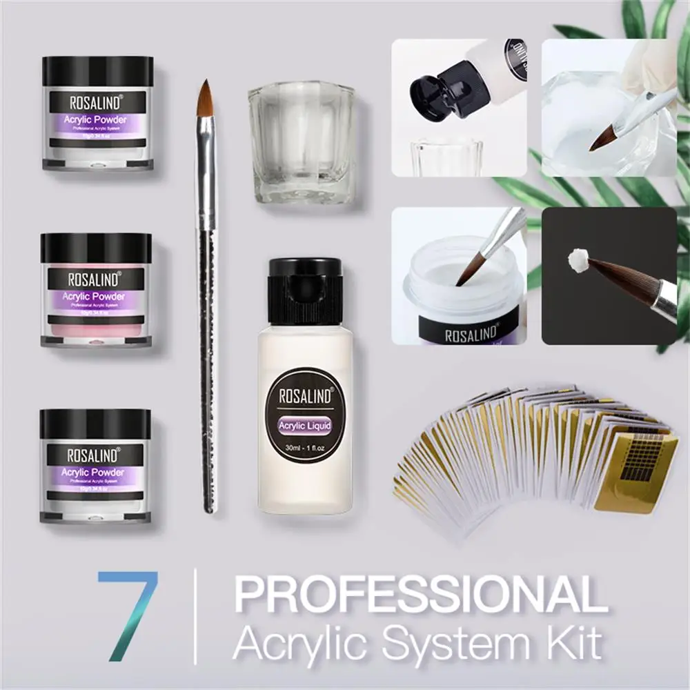 6/7 шт./компл. Горячая жидкая акриловая пудра Набор для наращивания ногтей