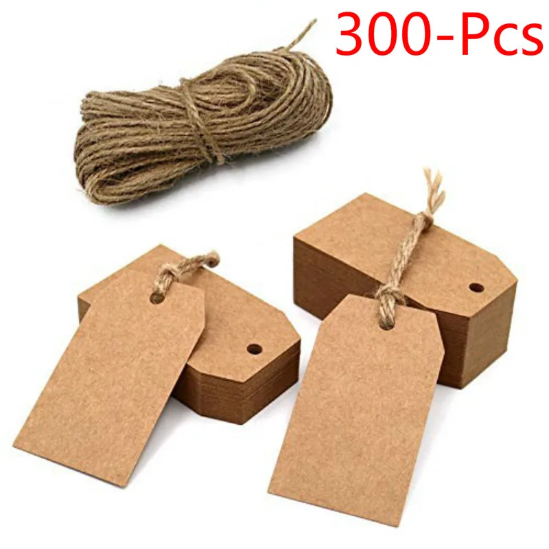 300 шт. коричневые бирки из крафт бумаги с отверстием для украшения свадьбы или