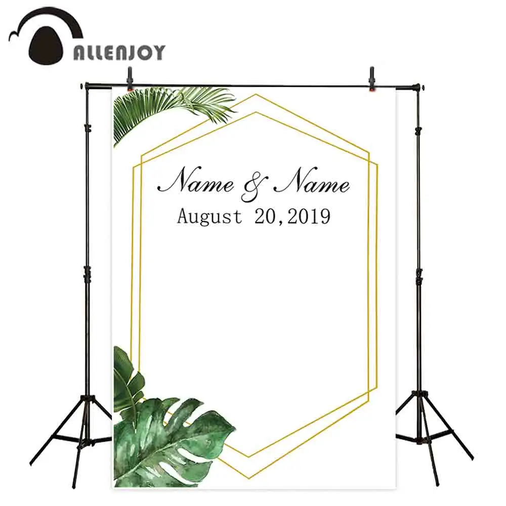 Allenjoy фон ткани фотографии простой золотой линии рамки тропический лист