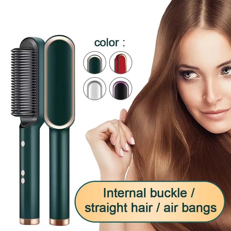 

Hair Straightener Set Comb Hair Curly Detangling Brush Professional Multifunctional 2 In 1 Fast Heating Anti-Scald Styler Tools