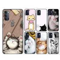 sleeping kitten cat soft black silicone cover for oppo reno 6 5 k 4 f se lite z pro plus 5g phone case shell coque