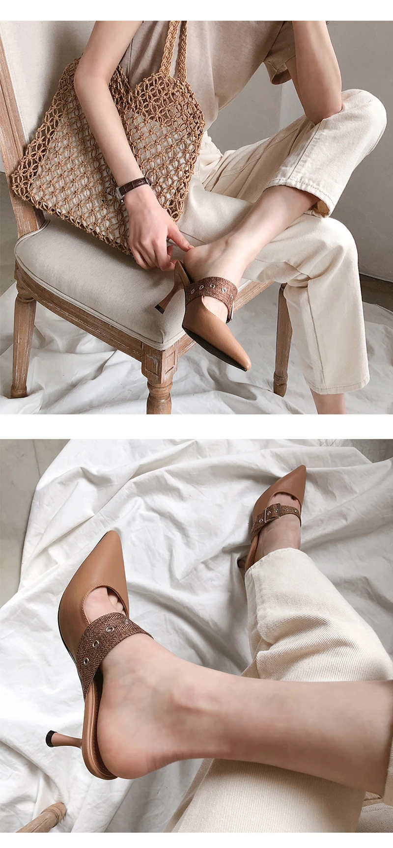 Spring new women's pointed heel shoes