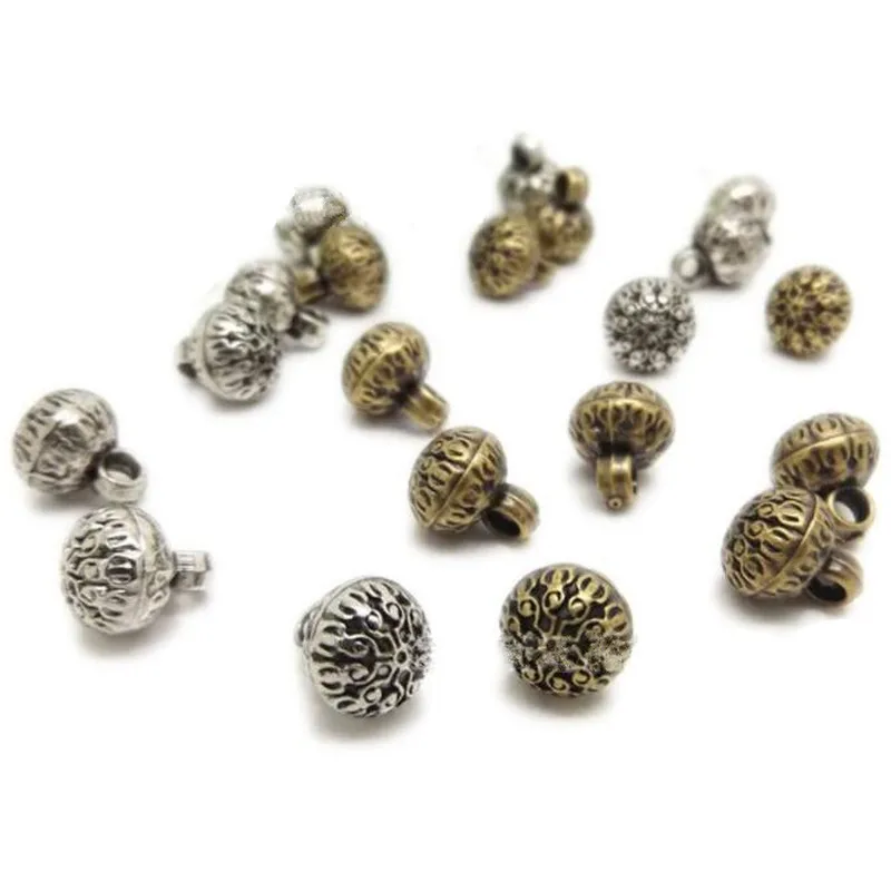 Круглые резные пуговицы в стиле ретро 10 мм мини из античного серебристого и