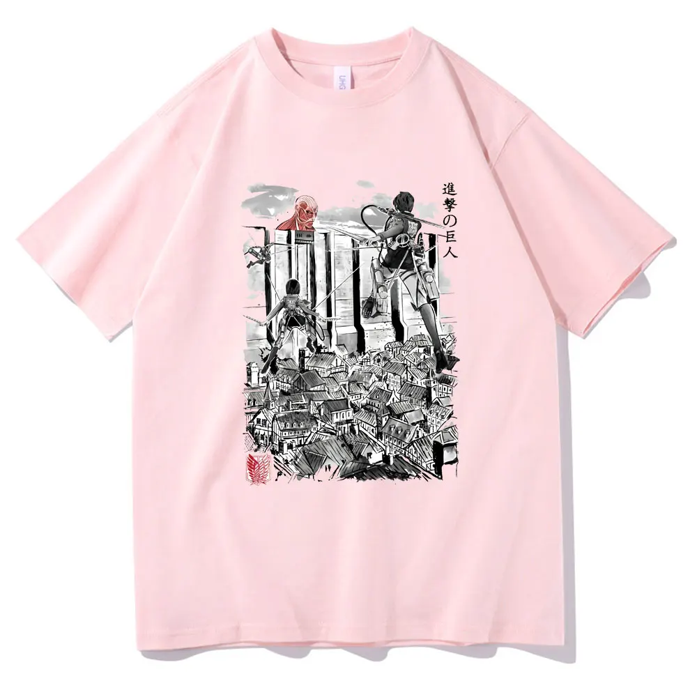 

Japan Anime Pattern Attack on Titan T-shirt Men's Vintage Casual Tshirt Dazzle Cool Print Short Sleeve Women Basic T Shirt 2021