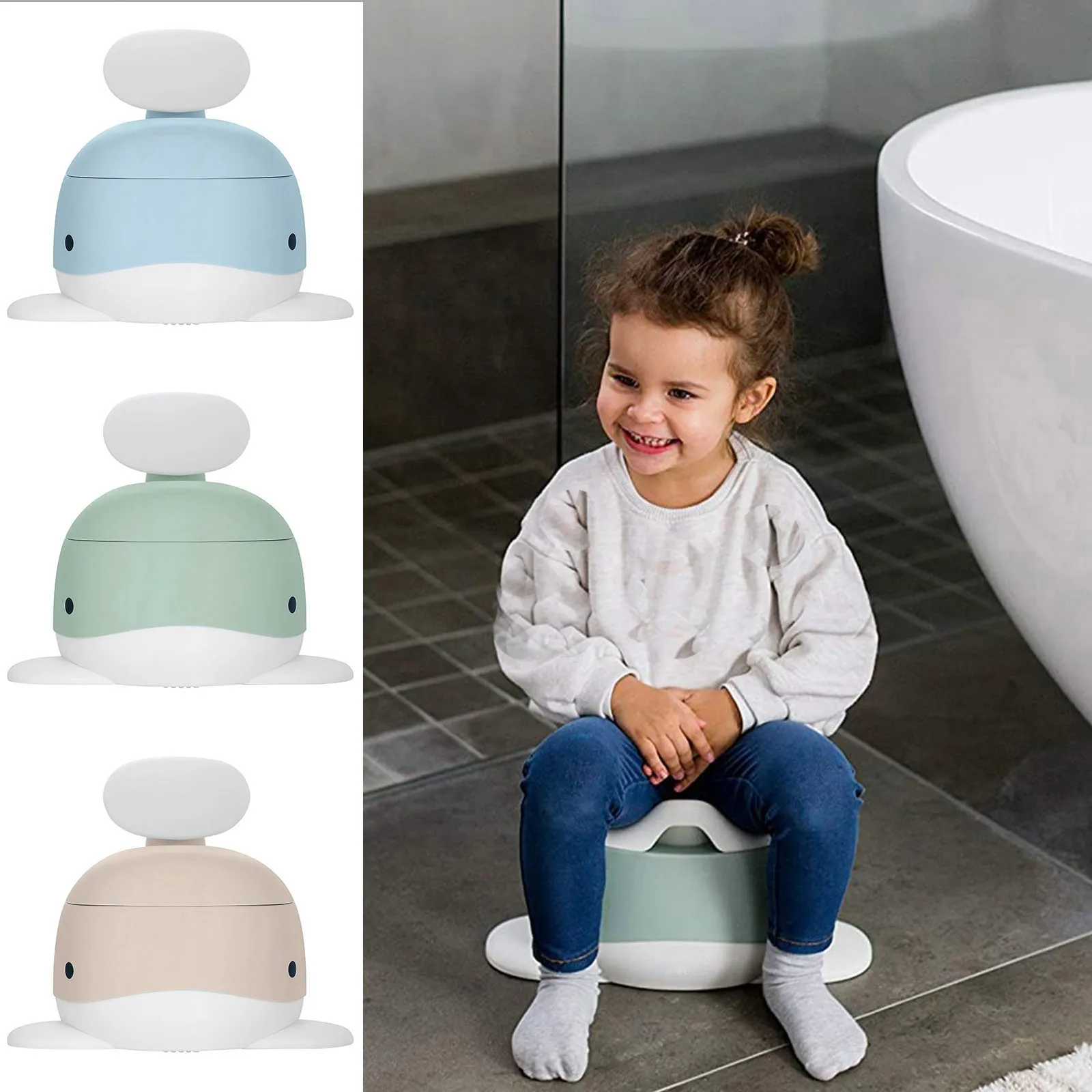 

Baby Toilet Potty Portable Non-Slip Belt Backrest Learning Potty Cute Animal Whale Toilet Training Chair Boy Girls Potty Childen