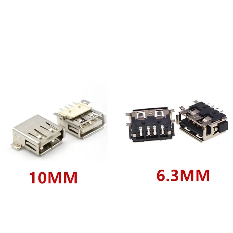 

10PCS 6.3/10mm USB Type A Standard Port Female Solder Jacks Connector PCB Socket USB-A Type SMT 4Pin Straight Roll