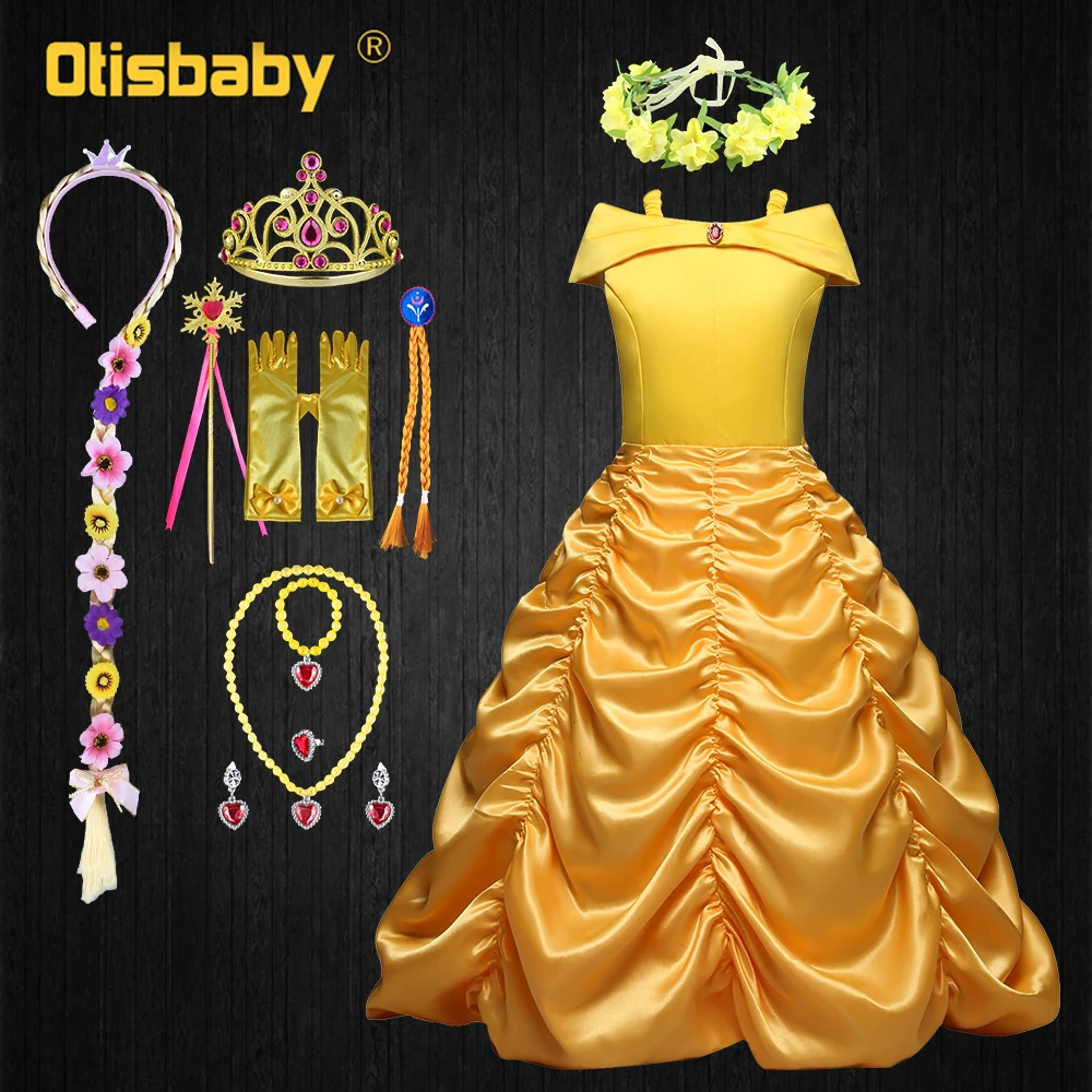 

Summer Girls Belle Princess Birthday Fancy Dress Wedding Party Dress for Girl Ball Gowns Kids First Communion Children Clothing