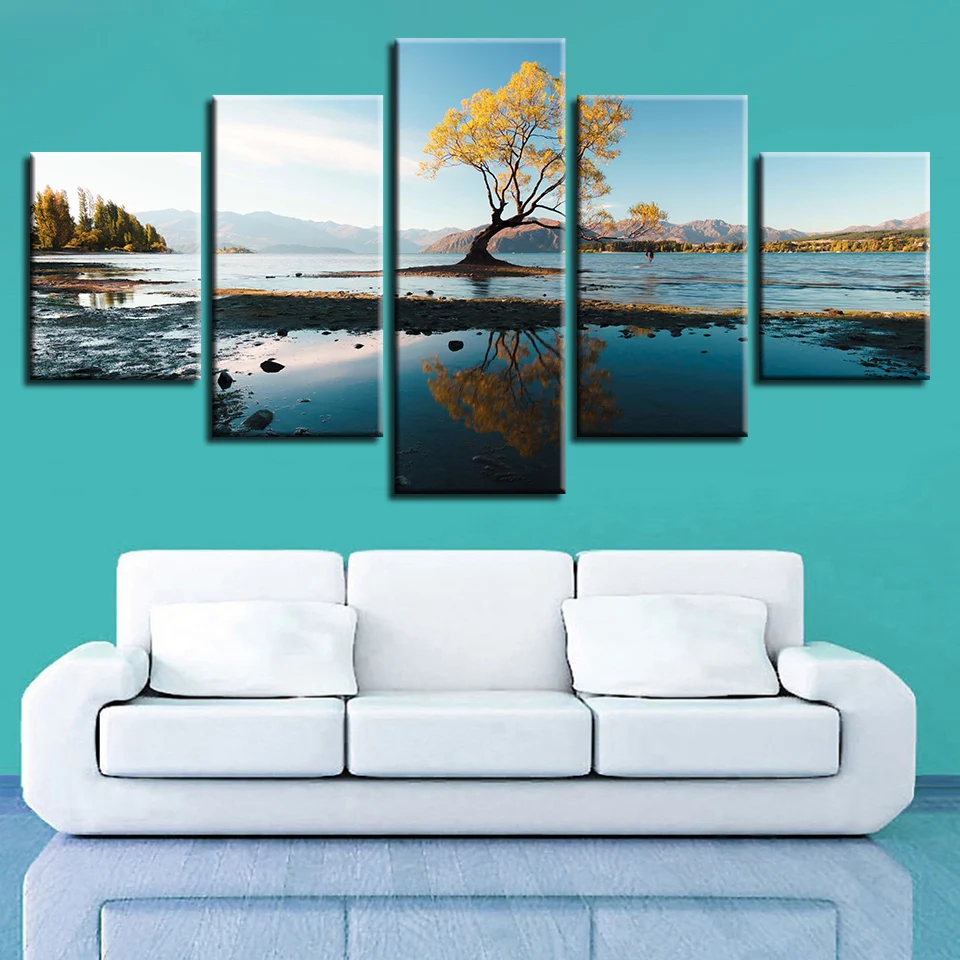 Пейзаж с изображением моря пляжа восход на океане небо Маяк Тропический 5 шт.