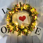 Рождественская гирлянда с романтическими цветами розы, Рождественская сказосветильник рлянда, 510 м, работает от батареи, светильник с розовыми листьями, виноградными ветвями