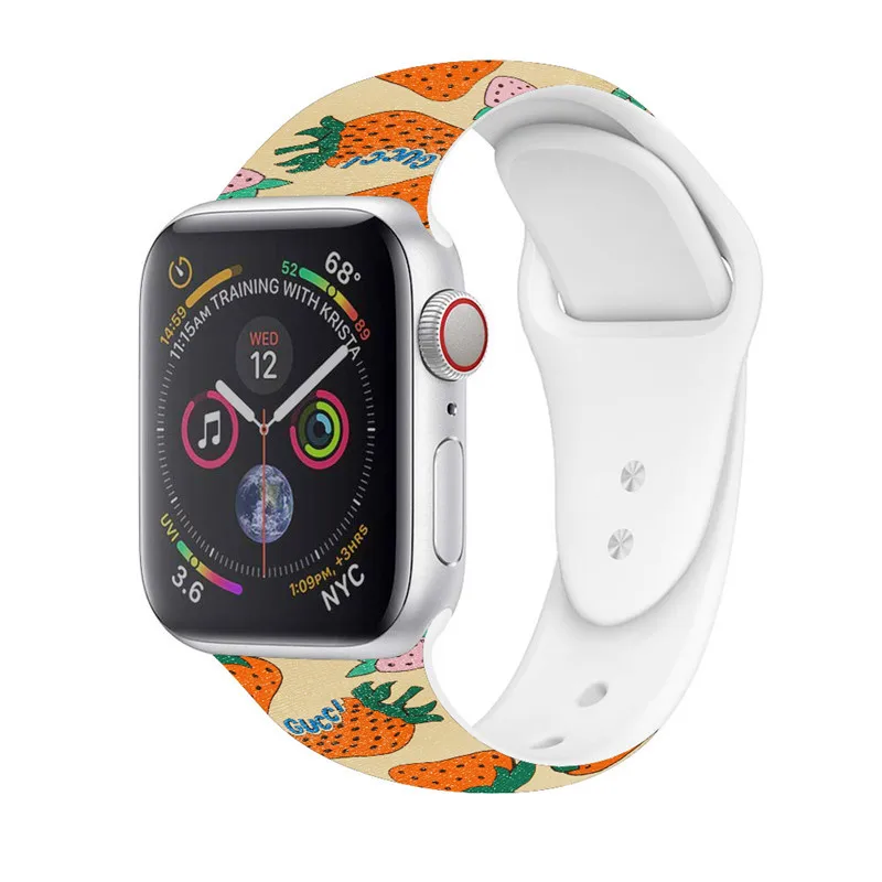 Ремешок для Apple watch band 5 4 3 2 1 Рождественский ремешок часов Мягкие силиконовые с