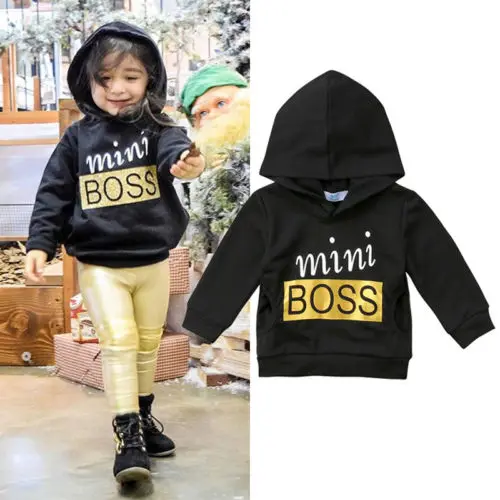 

Newborn Baby Boy Girl Toddler Mini Boss Hoodie Hooded Tops Romper Jumpsuit Outfits Clothes