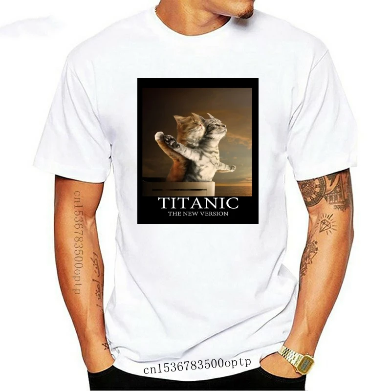 Новая футболка Homme Blanc - Chat Titanic Jack Et Rose Film Веселая французская повседневная
