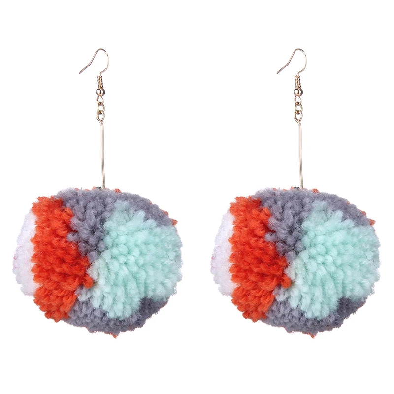 Серьги-подвески в виде плюшевых шариков 16 цветов | Украшения и аксессуары