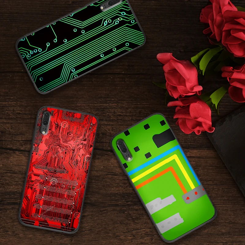 For Huawei P10 P20 2019 P8 P9 Mini P30 LITE for P Smart Z 2018 Pro Cover Circuit board Mobile Phone Cases | Мобильные телефоны и
