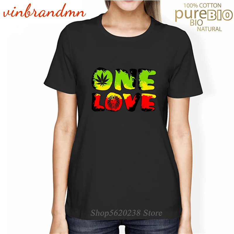 

Rastafari, цветные футболки с принтом, женская летняя футболка с круглым вырезом, гранж, одна любовь, Лев, хлопок, короткий рукав, оригинальные хи...