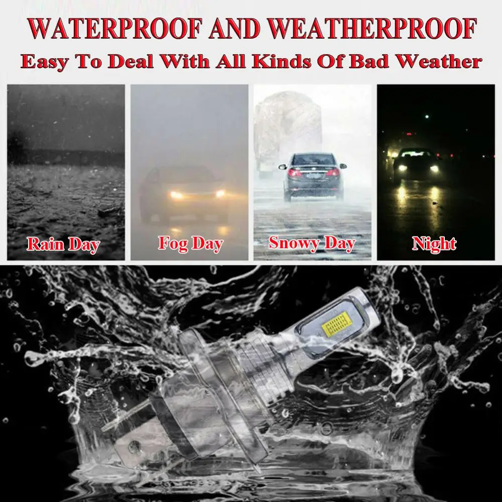 

H4 Car LED Fog Headlights Kit High Low Beam Canbus Bulbs 6000k 9003 HB2 Super Bright