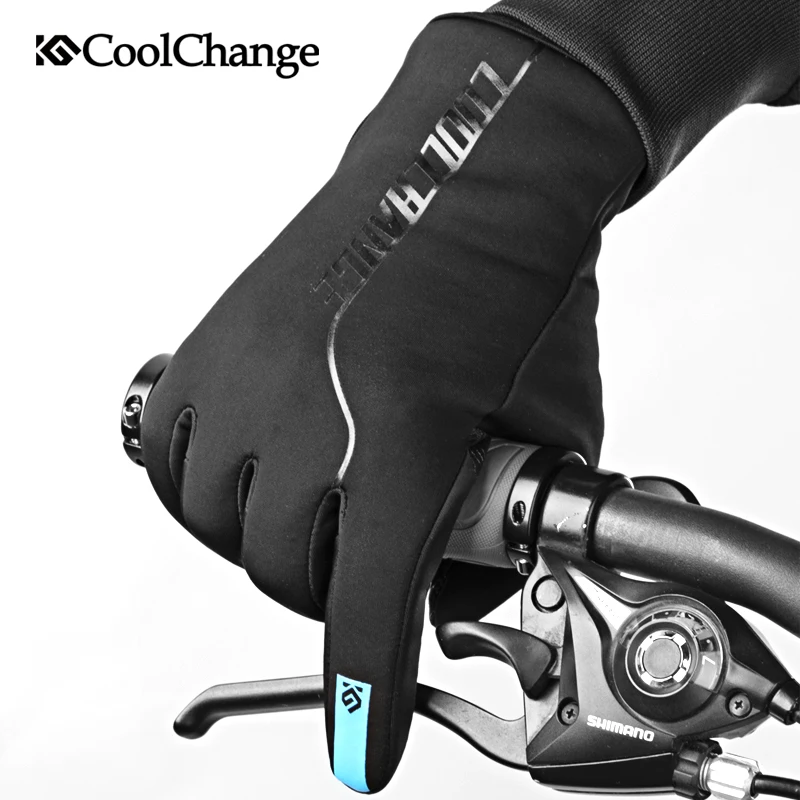 CoolChange велосипедные перчатки толстые зимние теплые ветрозащитные MTB с сенсорным
