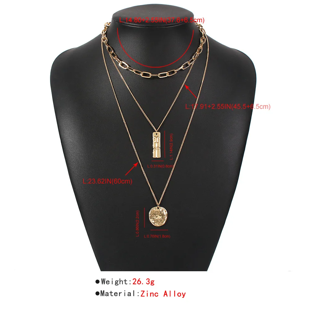 

Gothic Layered Chain Necklace for Women Halloween Rock Geometric Rose Coin Peadant Necklace Couple Choker Necklace Jewelry