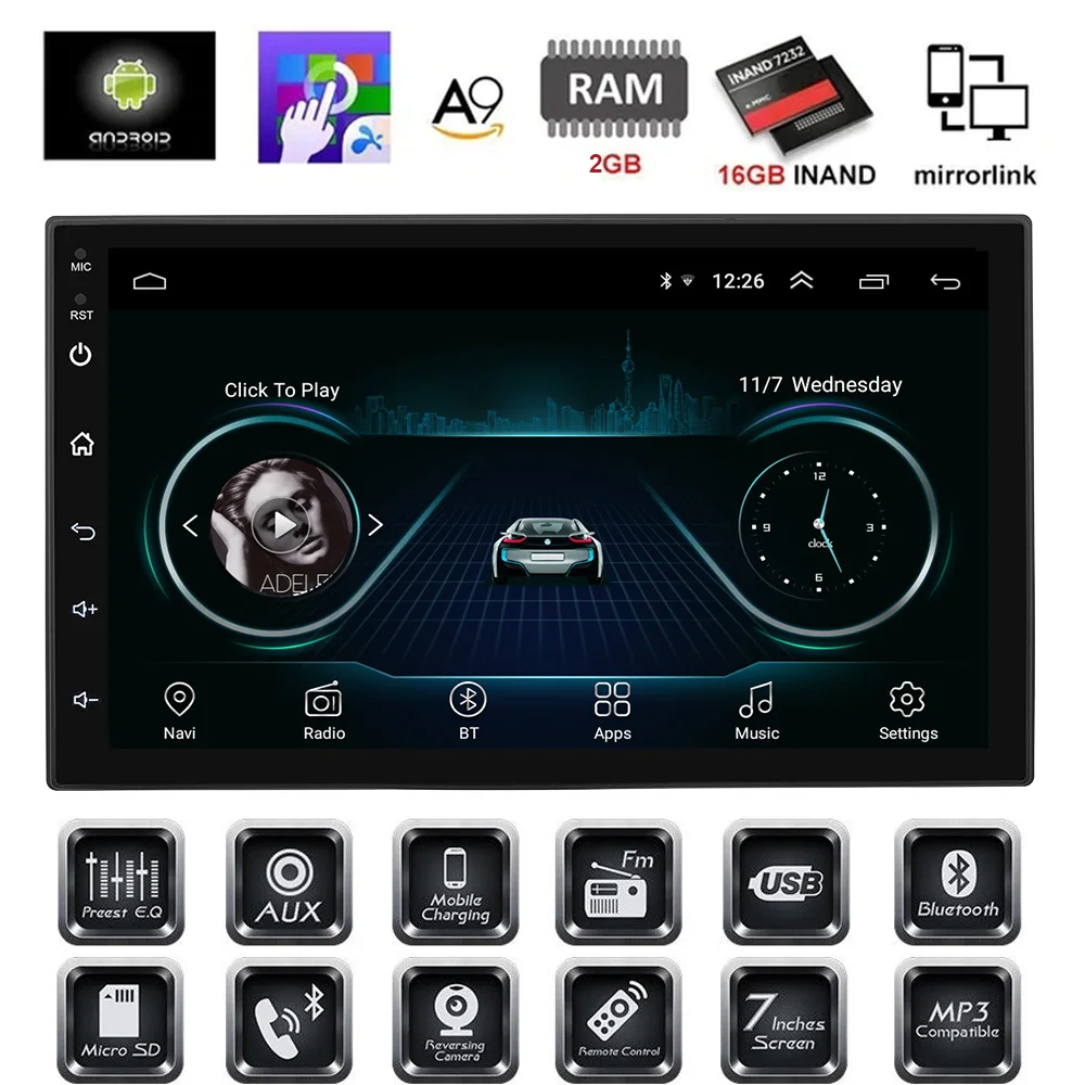 Android 10 1 2din четырехъядерный автомобильный Радио мультимедийный плеер 7 &quotHD