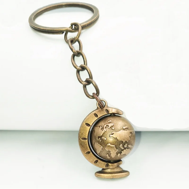Вращающийся художественный брелок в стиле ретро с глобусом и картой мира мужской