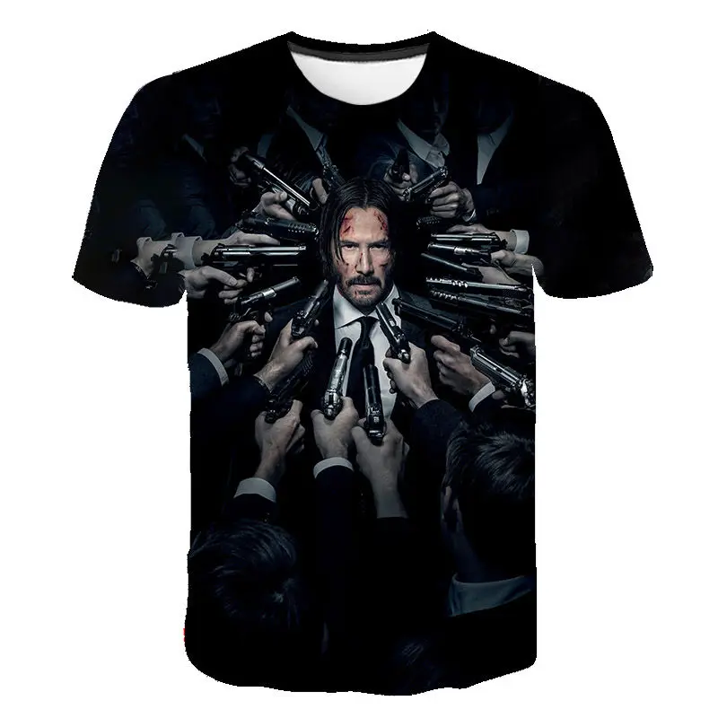 

2021 Summer John Wick 3D Printed T-shirt Men Women Short Sleeves Tshirt Keanu Reeves Cool Movie T Shirt Male Cool Streetwear Tee