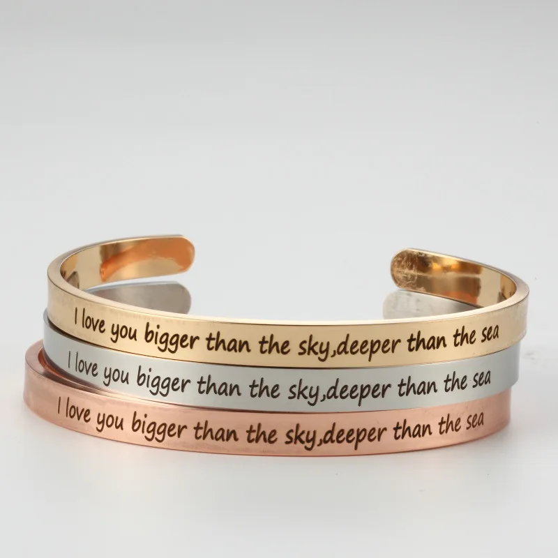 

Персонализированный браслет polyhedplus, я люблю вас больше, чем небо, парный браслет из нержавеющей стали, персонализированный подарок для женщин