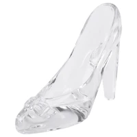 crystal shoes glass birthday gift home decor cinderella high heeled shoes wedding shoes figurines miniatures ornament
