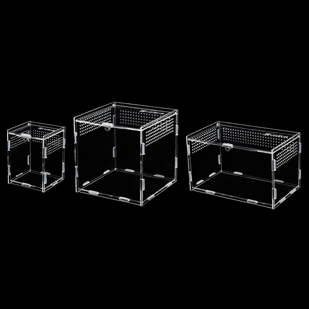 Прозрачный акриловый бокс для разведения рептилий 7x8x10 см 360 градусов магнитный
