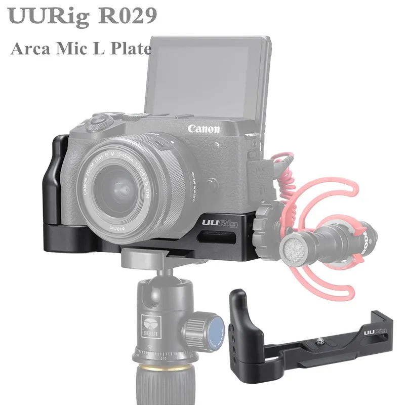 UURig R029 Quick Release L Plate Microphone Extension Bracket for Canon M6 Mark Ⅱ DSLR Camera Cold Shoe Mount LED Light Mic |
