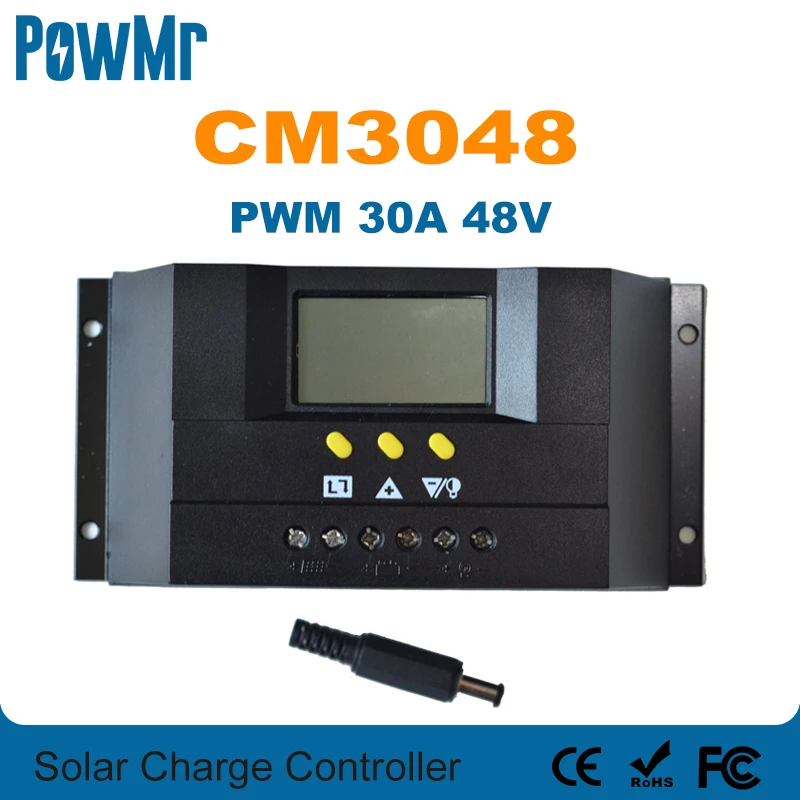 PowMr PWM 30A 48В Солнечный контроллер LCD PV Панель Контроллер заряда батареи Солнечная