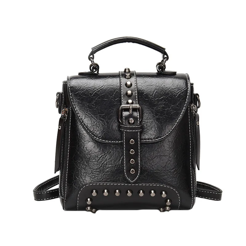 

Women's 2021 new street backpack portable diagonal shoulder rivet bag