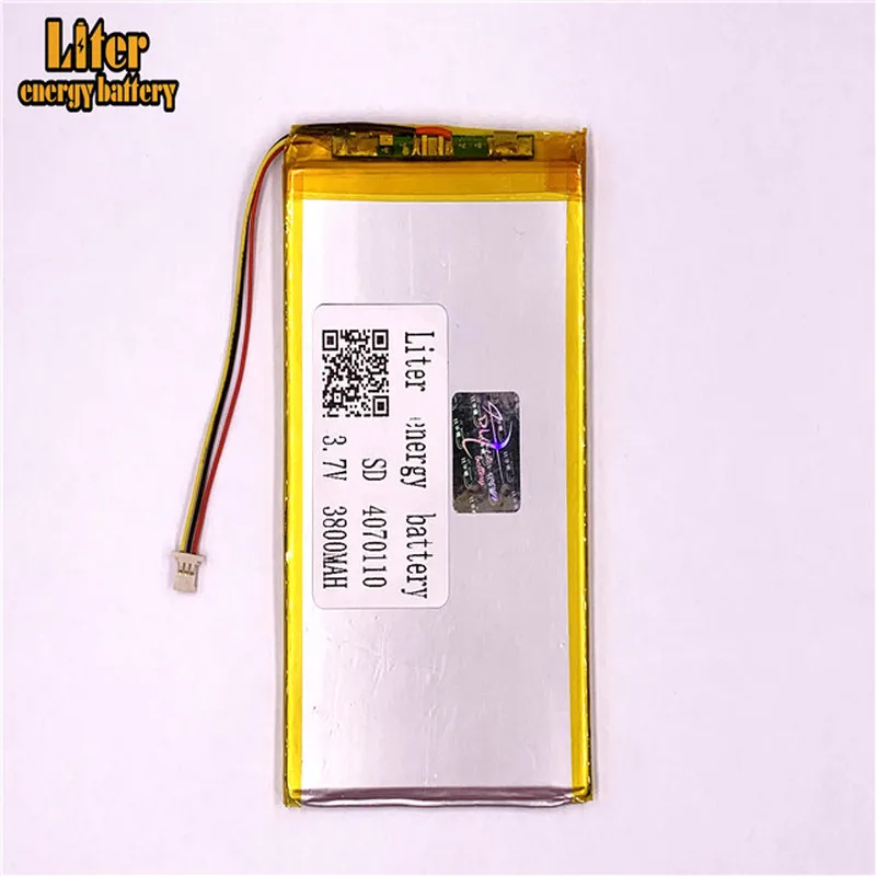 

plug 1.0-3P 3.7v 4070110 3800mah tablet pc 7 inch MP4 MP5 Li-Polymer Li-Ion Lipo Lithium Battery