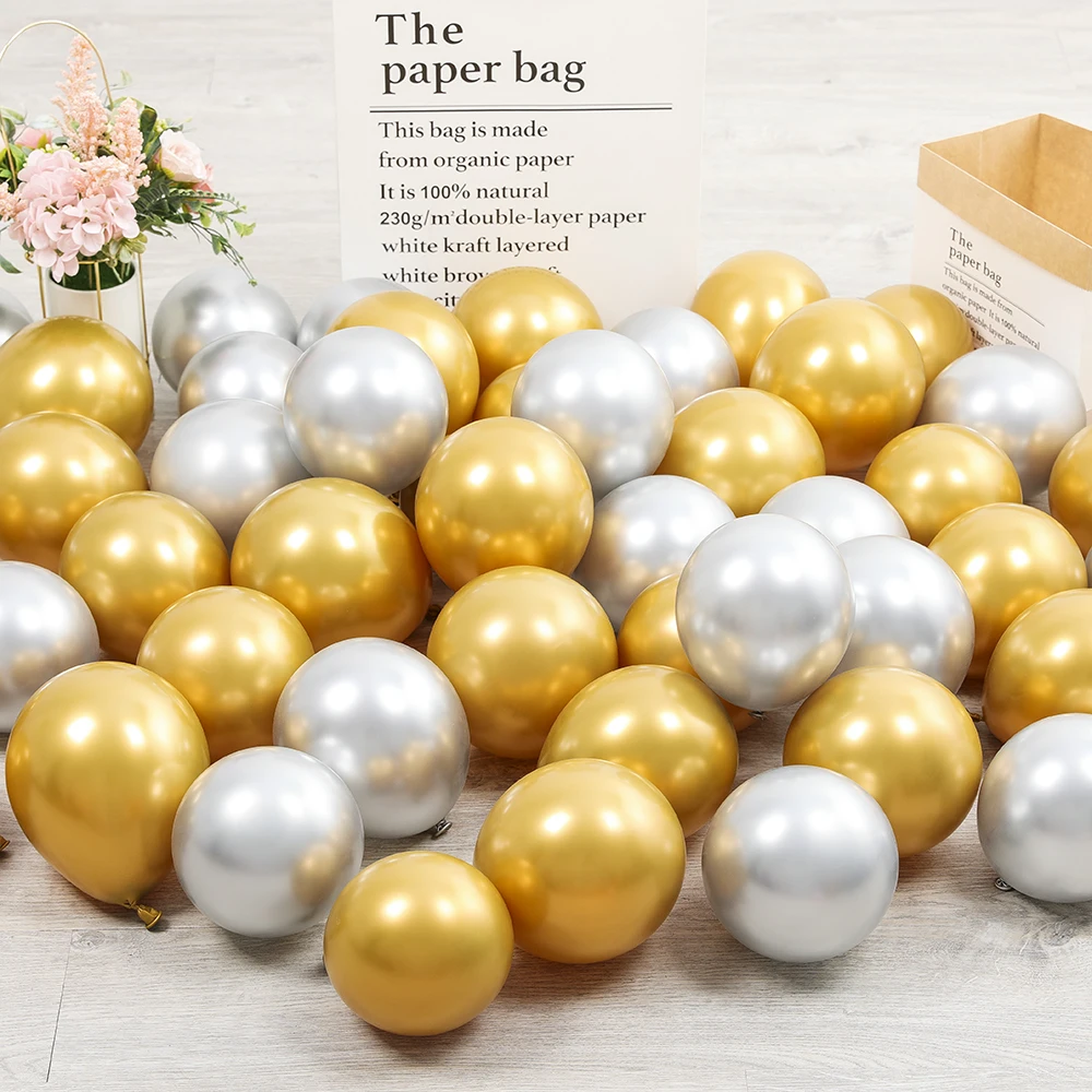 20Pcs 10/12Inch Metallic Latex Balloons Metal Gold Pink Green Balloon Wedding Birthday Party Decorations Kids Toys Air Globos - купить по