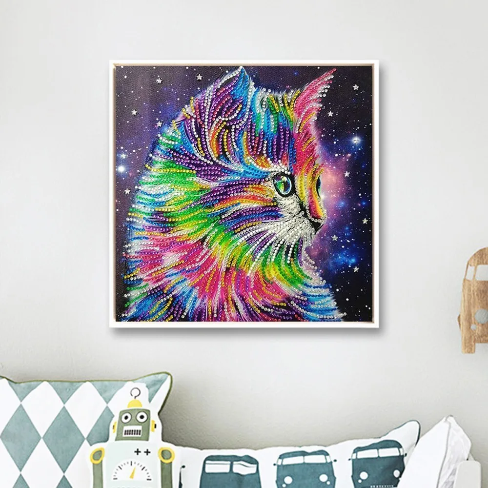 EverShine DIY Diamond Painting Special Shaped Cat Colorful Picture Of Rhinestone Embroidery Animals Cartoon Home Decor | Дом и сад