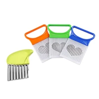 4 pcs food slicer assistant toolvegetable onion food choppertomato slicer holder with crinkle cutter potato cutter