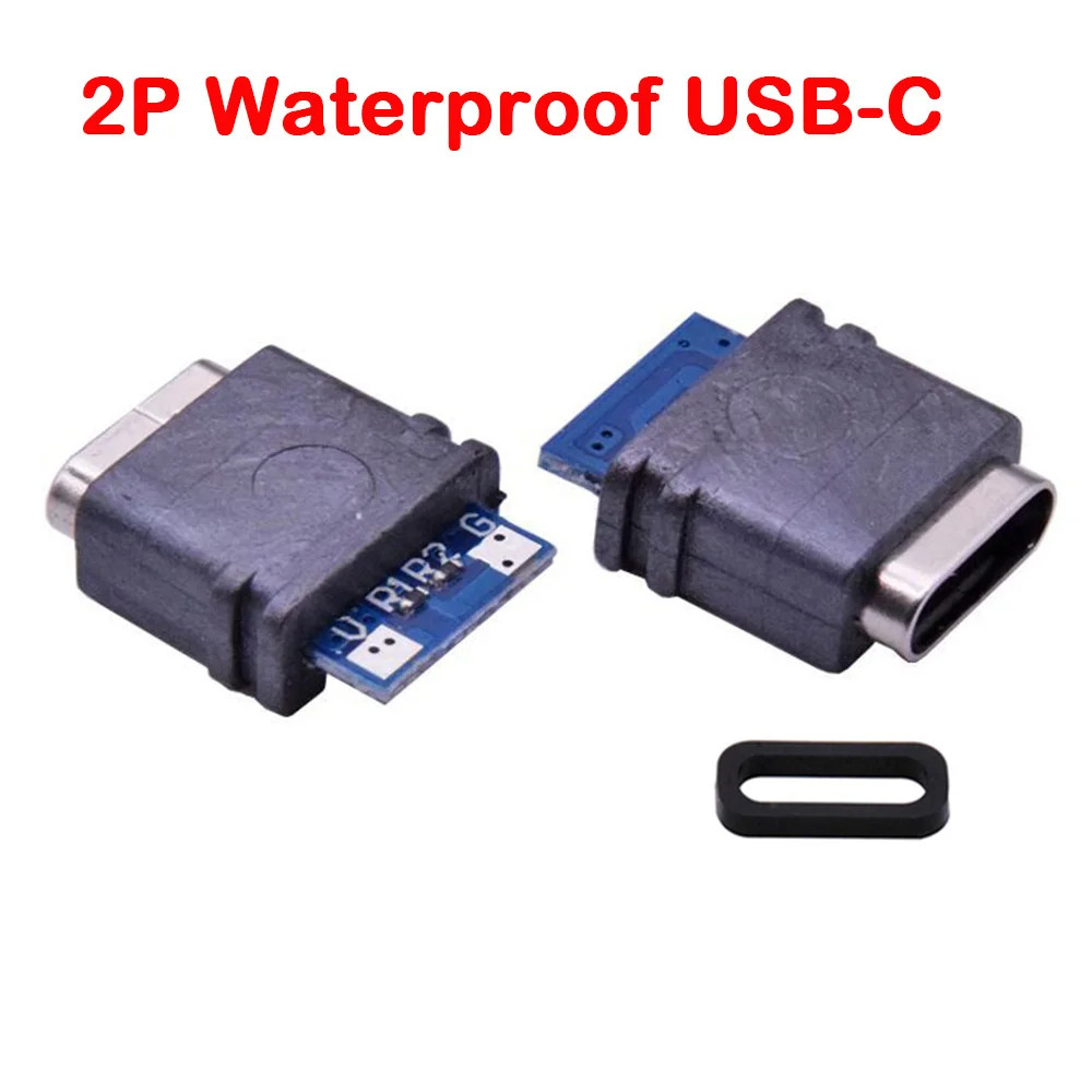 

50PCS USB 3.1 Waterproof Type C Connector Jack 16PIN 5A Female Socket Double 5.1K Resistor Support Charging And Discharging